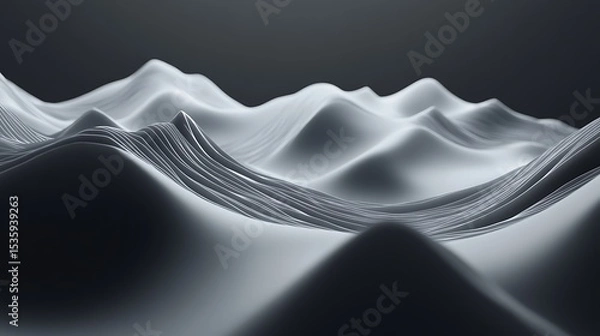 Obraz Abstract grayscale mountain landscape design.