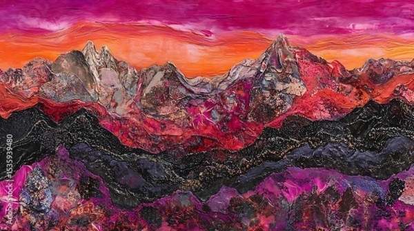 Obraz Colorful mountain range at sunset.