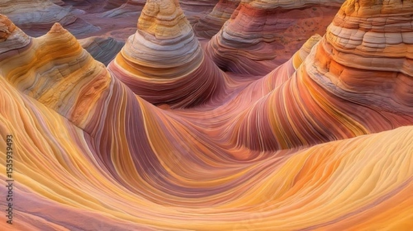Obraz Colorful sandstone formations with intricate patterns.