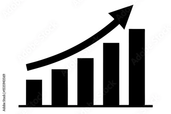 Fototapeta Black Growth Graph Icon Upward Trend Bar Chart vector