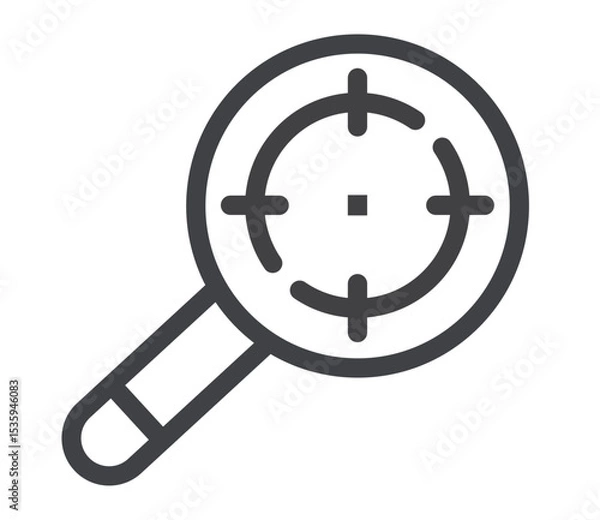 Obraz Target searching analytics line art outline icon concept. Vector flat graphic design illustration