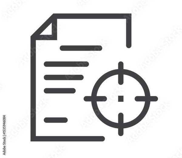 Obraz Target searching analytics line art outline icon concept. Vector flat graphic design illustration