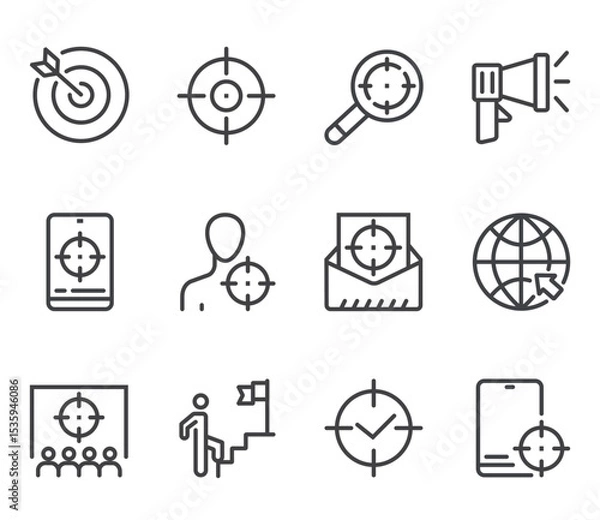 Obraz 
Target and goal line art outline isolated icons set. Vector flat graphic design illustration