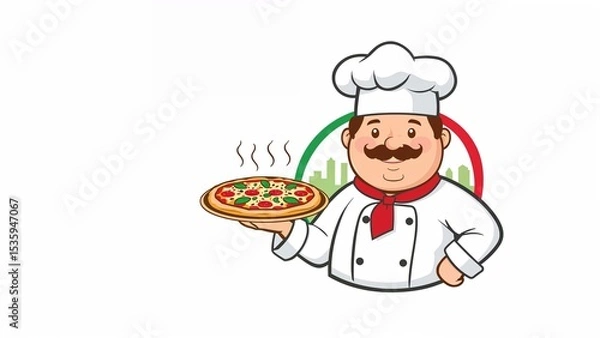 Obraz chef with pizza