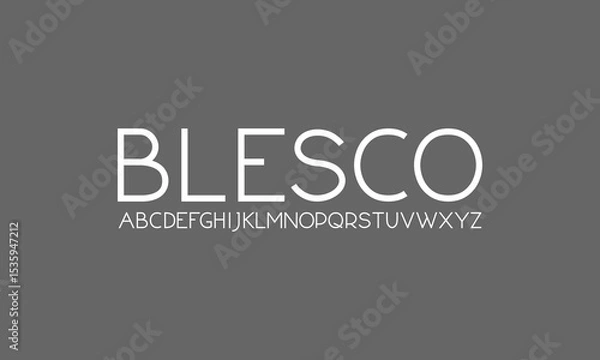 Fototapeta Sans serif typography font vector. Modern clean regular character set. Creative alphabet simple typeface. Digital letter type style. Logo art banner poster flyer billboard text graphic design