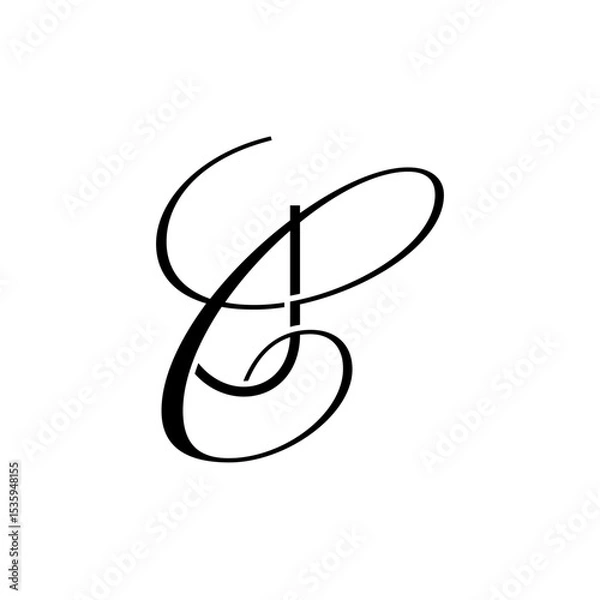 Obraz initial letter j with c script logo