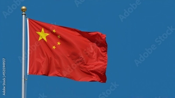 Obraz Waving flag of china on blue background