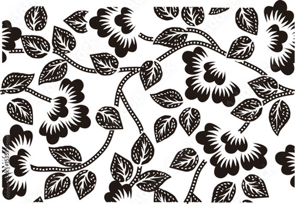 Obraz The black and white floral motif is very inspiring for Indonesian batik motifs.