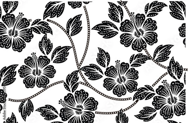 Obraz The black and white floral motif is very inspiring for Indonesian batik motifs.
