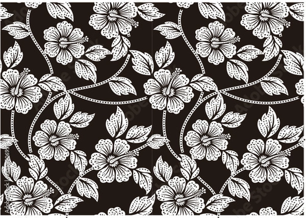 Obraz The black and white floral motif is very inspiring for Indonesian batik motifs.