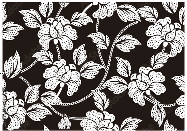 Obraz The black and white floral motif is very inspiring for Indonesian batik motifs.