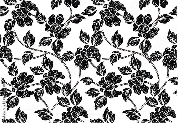 Obraz The black and white floral motif is very inspiring for Indonesian batik motifs.
