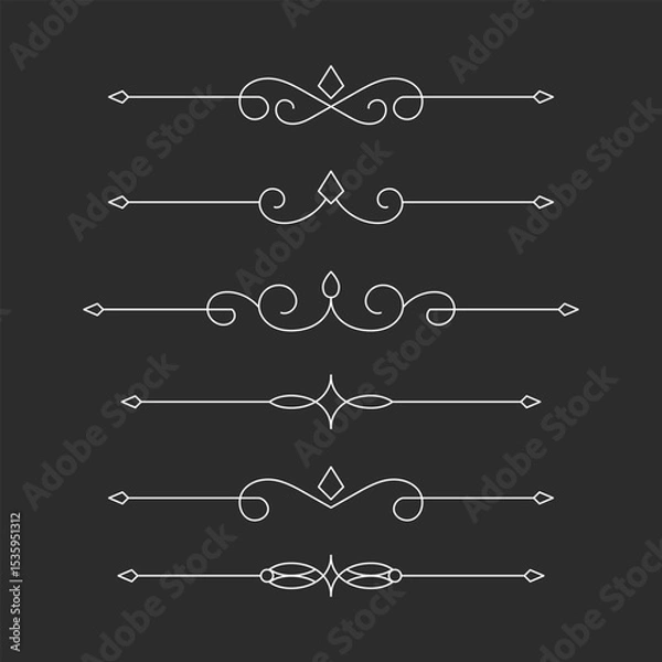 Fototapeta Set of Vintage decorative lines text dividers Line border Lines separator
