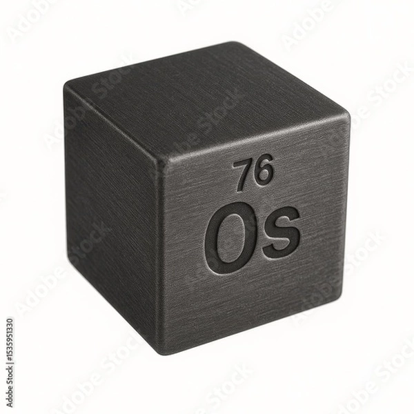 Fototapeta Metallic cube for Osmium with atomic number 76