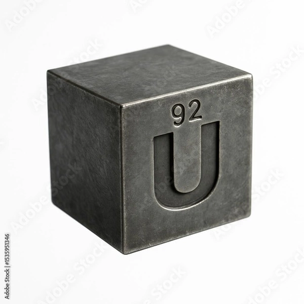Fototapeta Uranium block with black cube design and symbol U