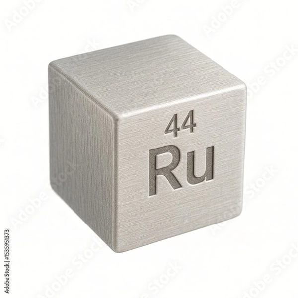 Fototapeta Ruthenium element cube with symbol Ru and number 44
