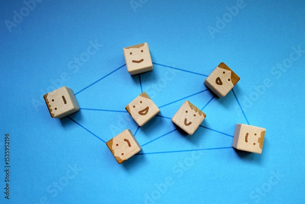 Fototapeta Multiple Wooden Blocks Sharing Information from Their Own Positions