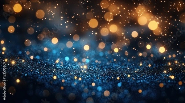 Fototapeta Abstract celestial glitterscape with luminous orbs and cascading starlight effect