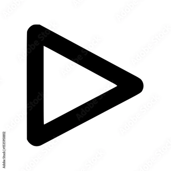 Fototapeta Simple black triangle graphic, a play or forward navigation symbol.