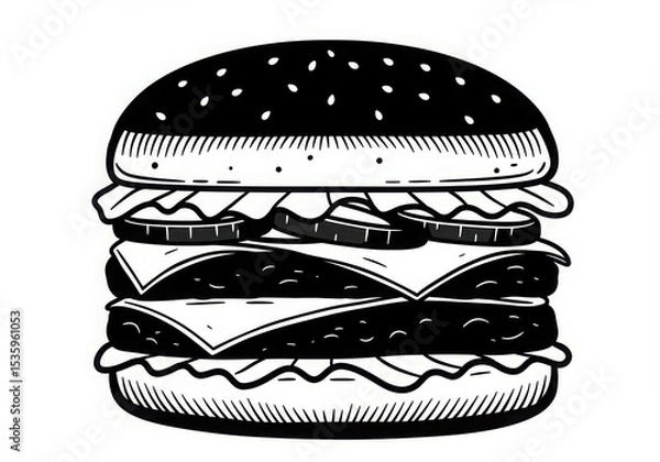 Obraz Double cheeseburger illustration isolated on white background