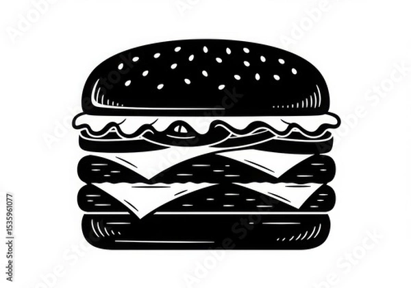 Obraz Double cheeseburger illustration isolated on white background