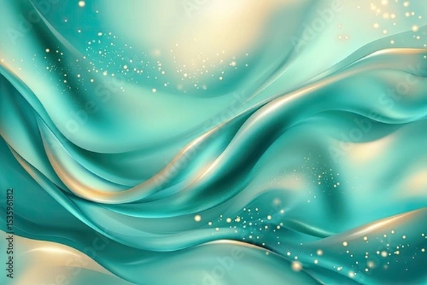 Obraz Teal and gold abstract flowing fabric design