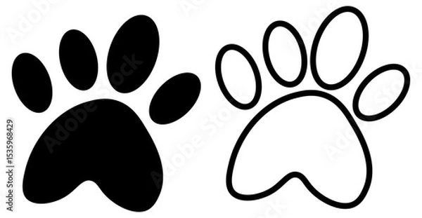 Fototapeta White paw print on black background