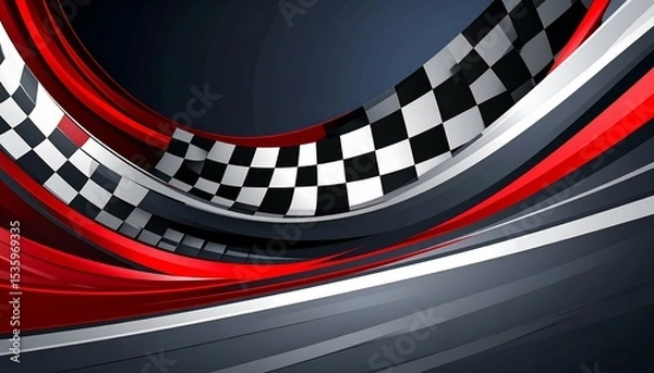 Fototapeta Abstract racing background with checkered flag - works well for marketing materials