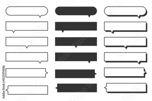 Obraz 長方形のシンプルな吹き出し素材セット	