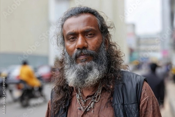 Fototapeta Man on a street with a angry serious face