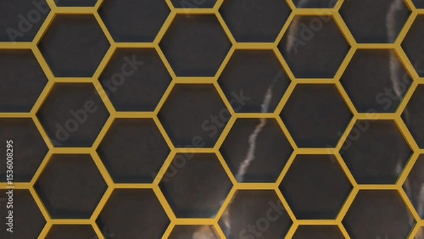 Fototapeta The Gold Beehive and black marble for Abstract Background concept 3d Rendering.