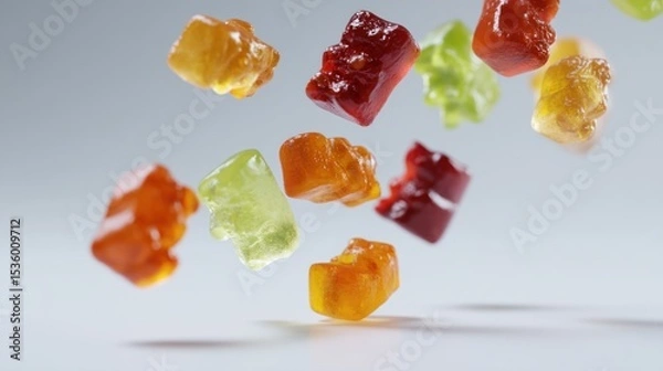 Fototapeta Gummy Bears in Flight: A Delightful Cascade of Colorful Candies