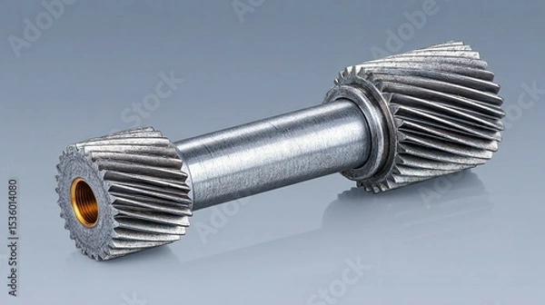 Fototapeta Close-up view of a metallic helical gear.