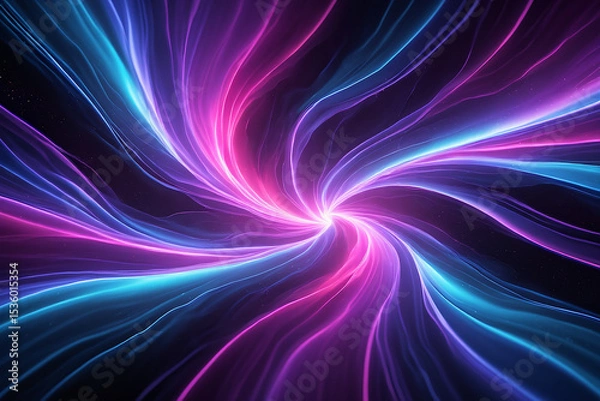 Fototapeta Mesmerizing Neon Light Swirls: Captivating Abstract Art Featuring Vibrant Pink and Blue Colors in Motion