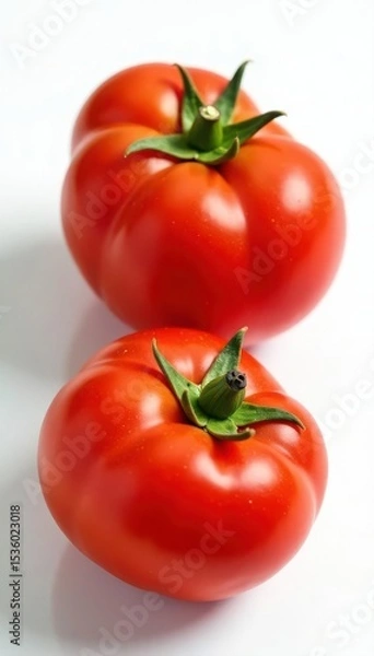 Fototapeta Two Principe Borghese tomatoes, Datterino type, pristine and isolated against white backdrop , datterino tomato, photography