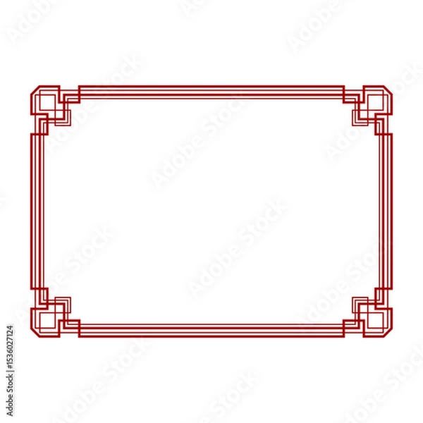 Obraz red chinese border frame with transparent background.eps