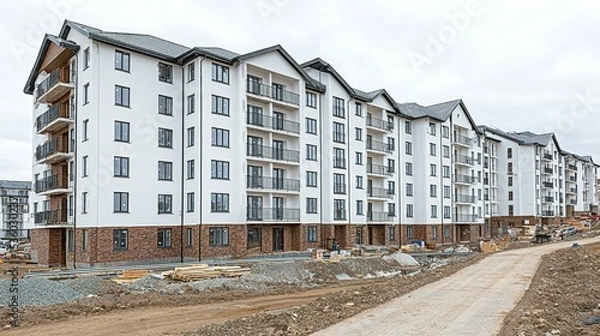 Fototapeta Modern apartment building complex under construction.