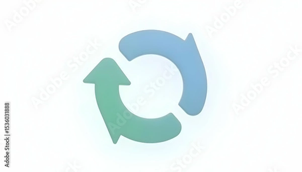 Fototapeta Circular Arrow Symbol in Light Blue and Green on White Background