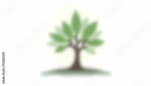 Fototapeta Isolated Tree Graphic with Green Leaves and Brown Trunk