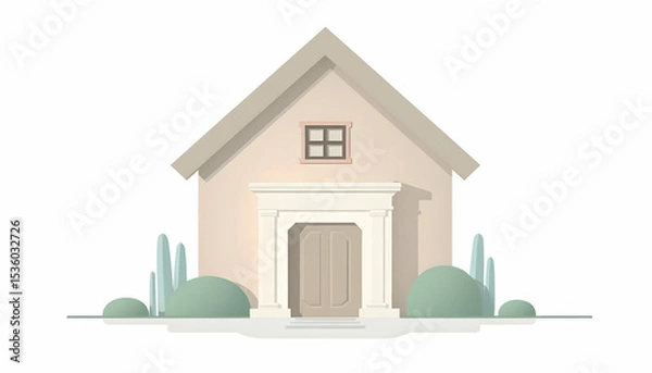 Fototapeta House Illustration with Simple Design and Neutral Colors