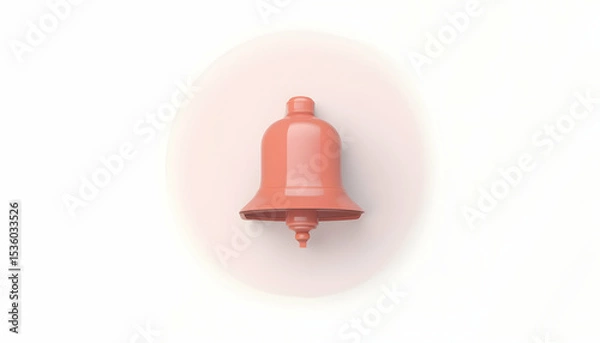 Fototapeta Notification Bell Icon Peach Color on White Background