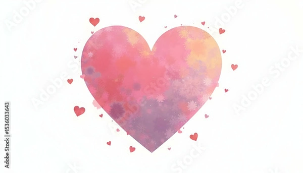 Fototapeta Watercolor Heart Illustration with Small Hearts for Valentine's Day
