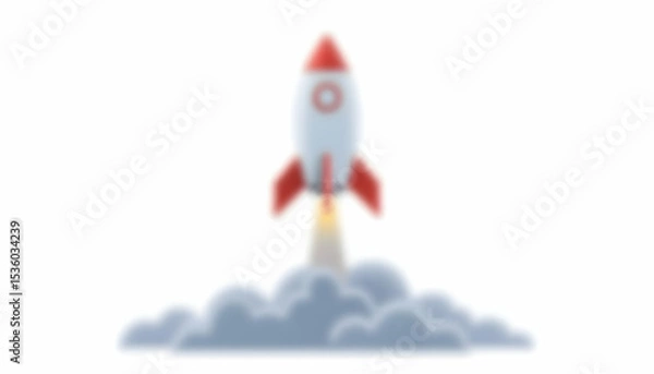 Obraz Rocket Launching with Smoke on White Background