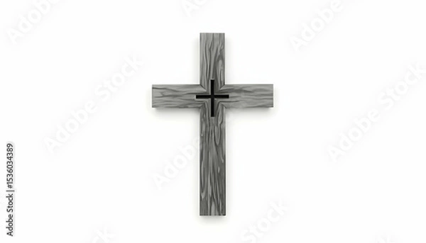 Obraz Wooden Cross Symbol Isolated on White Background