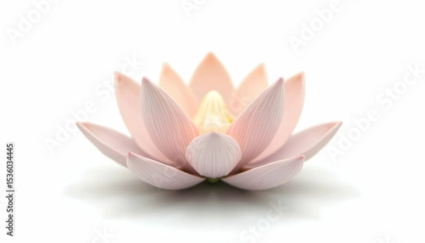 Obraz Pink Lotus Blossom Floating on White Background, Close Up