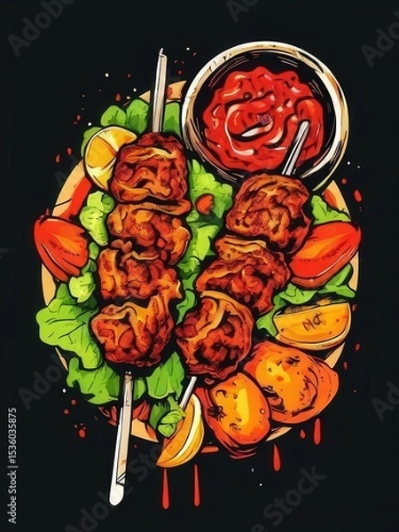Fototapeta the AI Image Generator, Delicious Glazed Chicken Drumsticks with Sauce