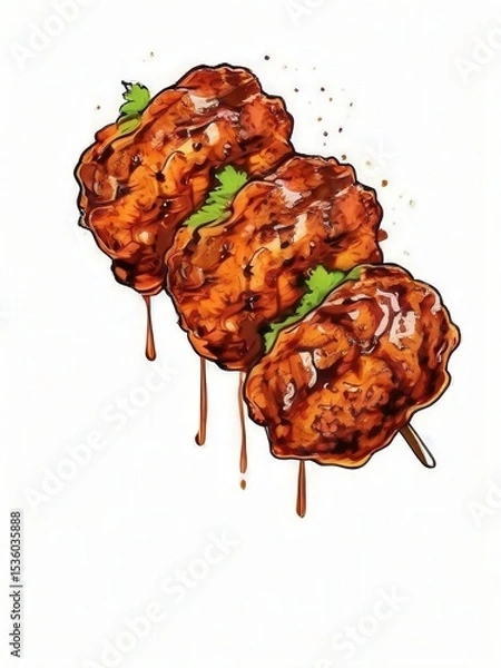 Fototapeta the AI Image Generator, Delicious Glazed Chicken Drumsticks with Sauce