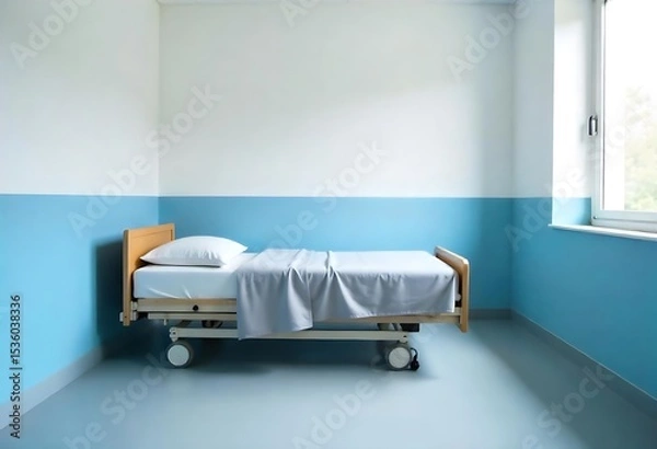 Obraz Generative AI depicts the stark serenity of a hospital room interior design