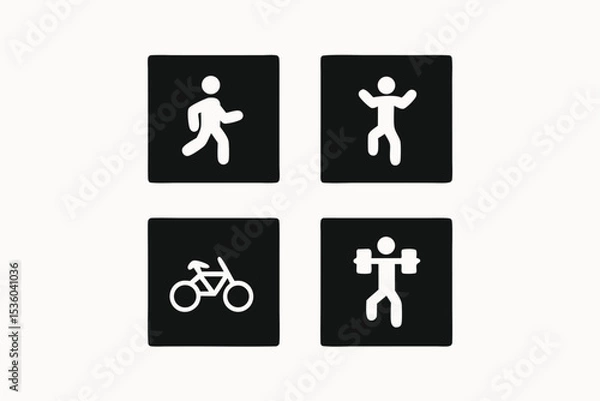 Obraz Fitness Icons Running, Jumping Jacks, Cycling, Weightlifting