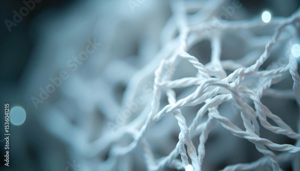 Fototapeta Abstract White String Netting Macro Texture with Soft Lighting